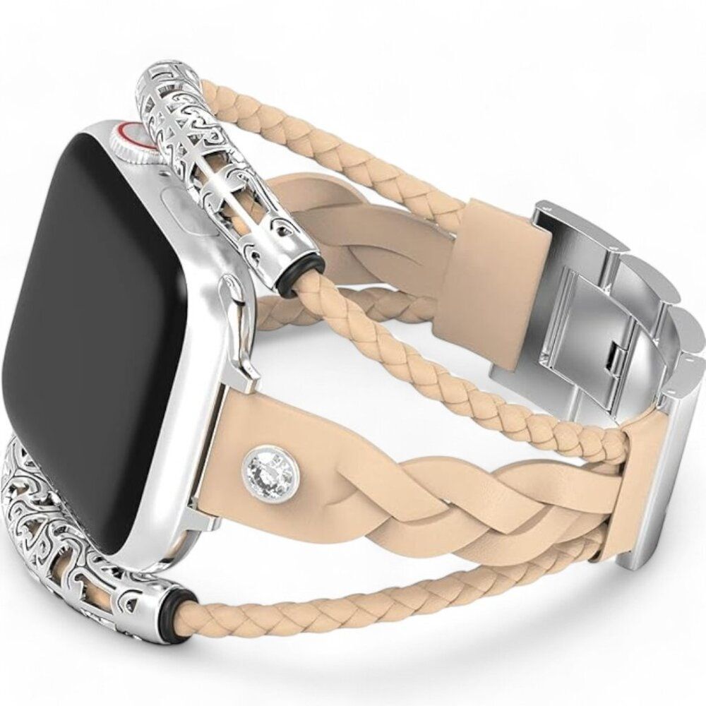 Boho Bracelet Leather Band Compatible with Apple Watch 38 - 49mm Fits 5.3" - 7.5